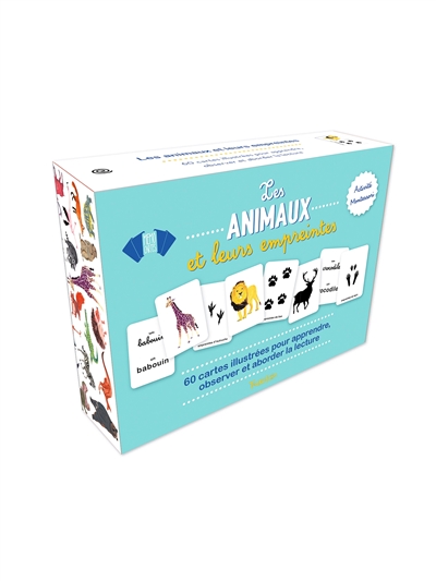 Les animaux et leurs empreintes : activité Montessori : 60 cartes illustrées pour apprendre, observer et aborder la lecture