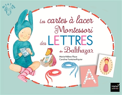 Les cartes à lacer Montessori des lettres de Balthazar